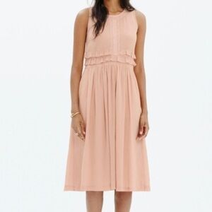 Sleeveless Peach Ruffle Midi Dress
